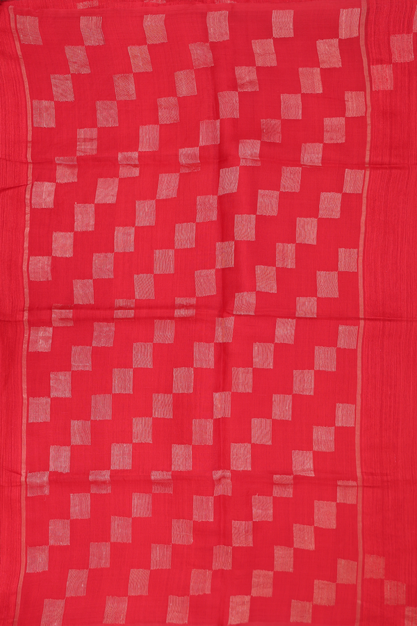 Bailu Silk Saree In Plain Chilli Red With Zari Border