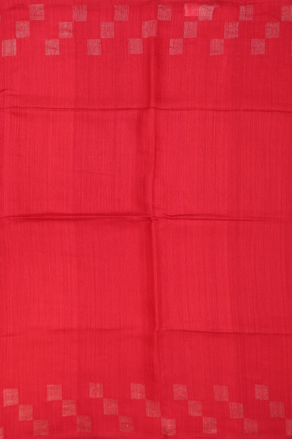 Bailu Silk Saree In Plain Chilli Red With Zari Border