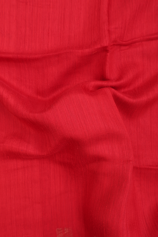 Bailu Silk Saree In Plain Chilli Red With Zari Border