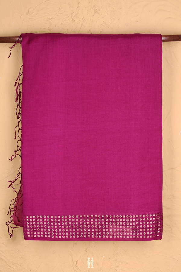 Bailu Silk Saree In Plain Grape Purple With Chamki Border