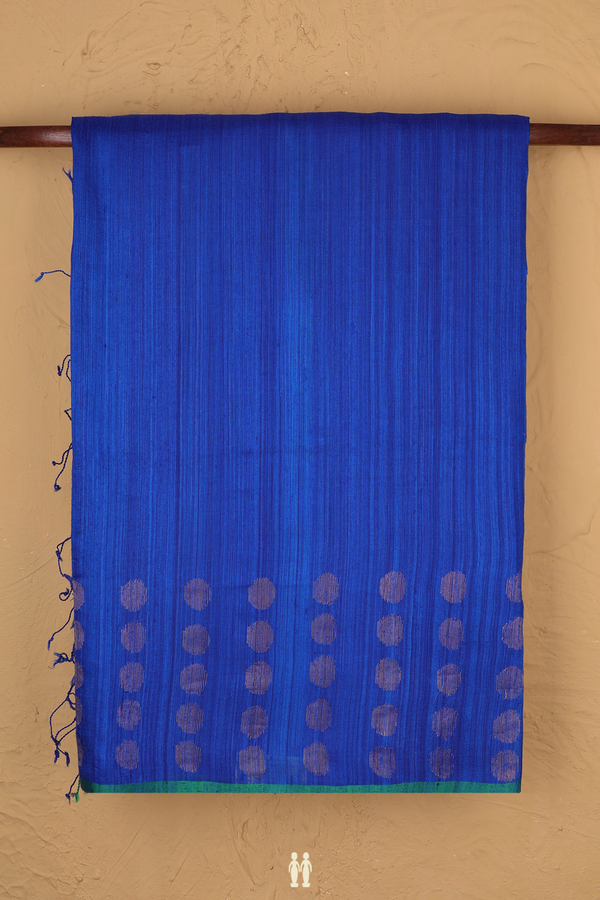 Bailu Silk Saree In Plain Indigo Blue With Zari Border