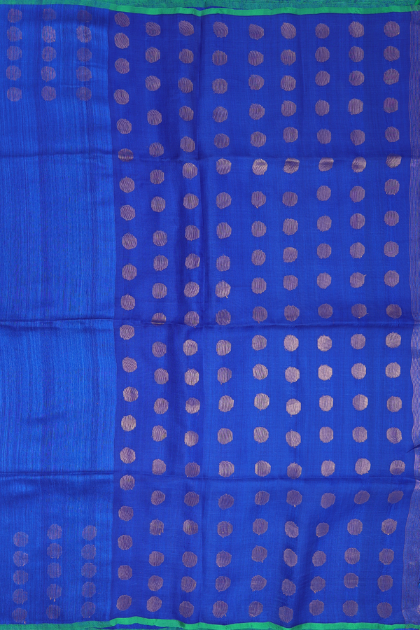 Bailu Silk Saree In Plain Indigo Blue With Zari Border