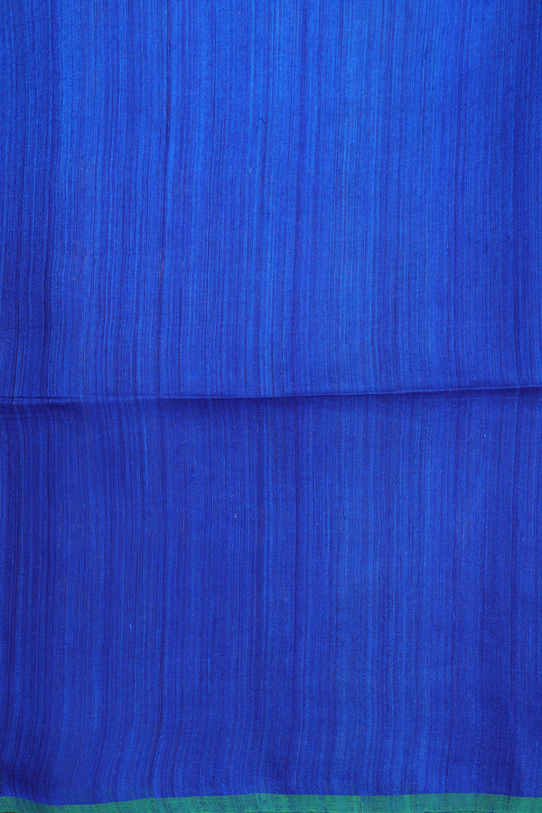 Bailu Silk Saree In Plain Indigo Blue With Zari Border