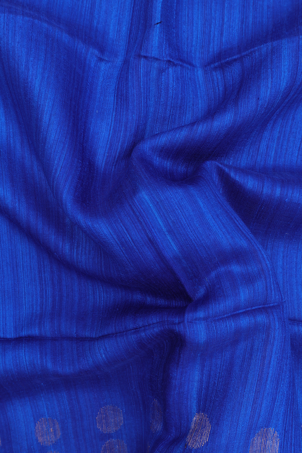 Bailu Silk Saree In Plain Indigo Blue With Zari Border