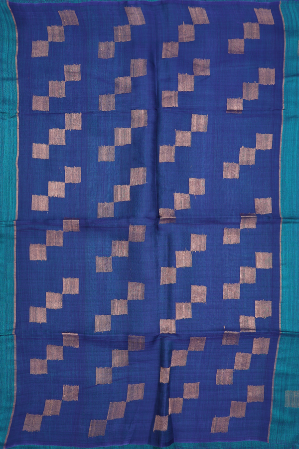Bailu Silk Saree In Plain Teal Blue With Square Border