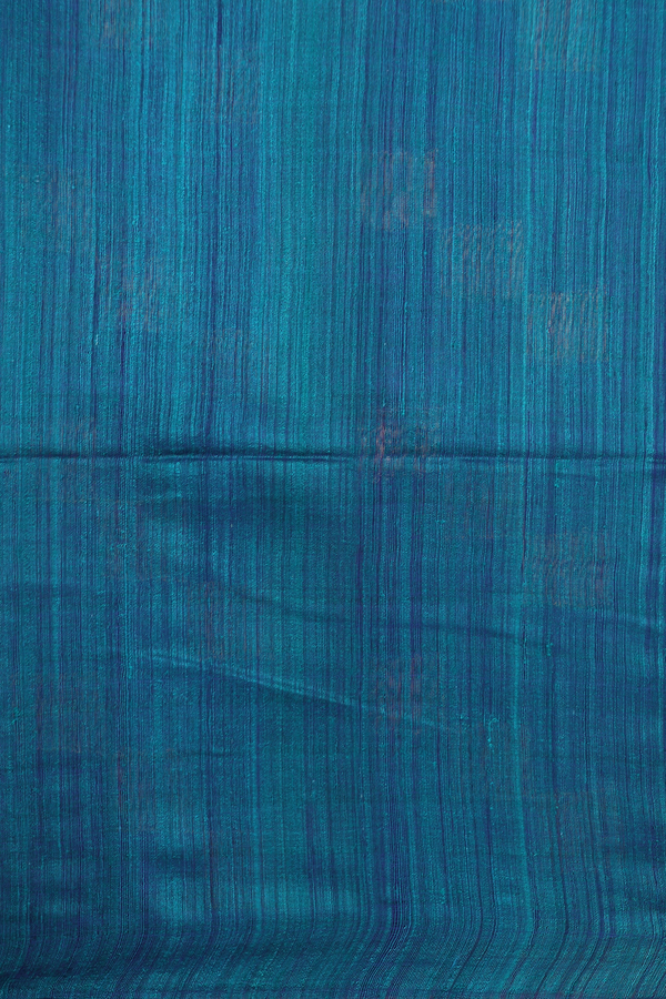 Bailu Silk Saree In Plain Teal Blue With Square Border