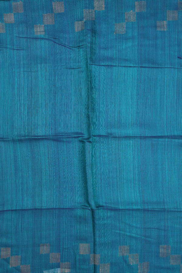 Bailu Silk Saree In Plain Teal Blue With Square Border
