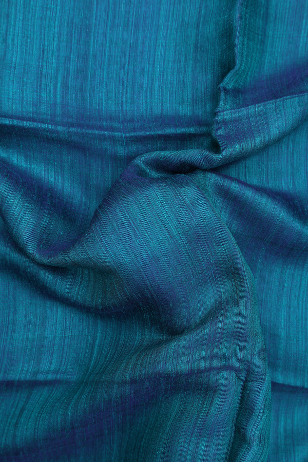 Bailu Silk Saree In Plain Teal Blue With Square Border