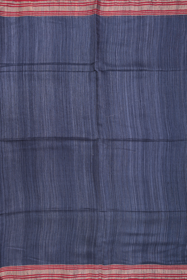 Bailu Silk Saree In Plain Pigeon Blue With Contrast Border