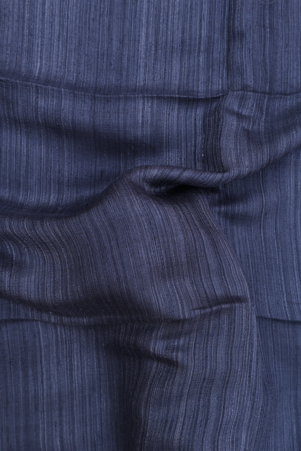 Bailu Silk Saree In Plain Pigeon Blue With Contrast Border