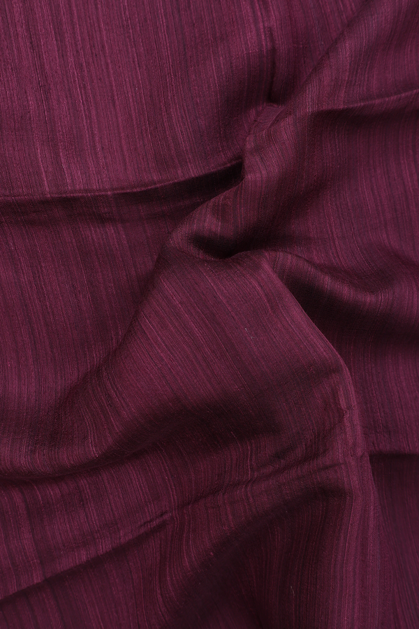 Bailu Silk Saree In Plain Plum Brown With Square Border