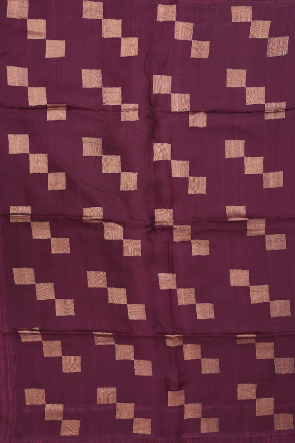 Bailu Silk Saree In Plain Plum Brown With Square Border