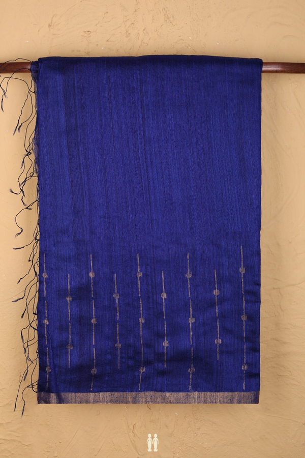 Bailu Silk Saree In Plain Royal Blue With Zari Border