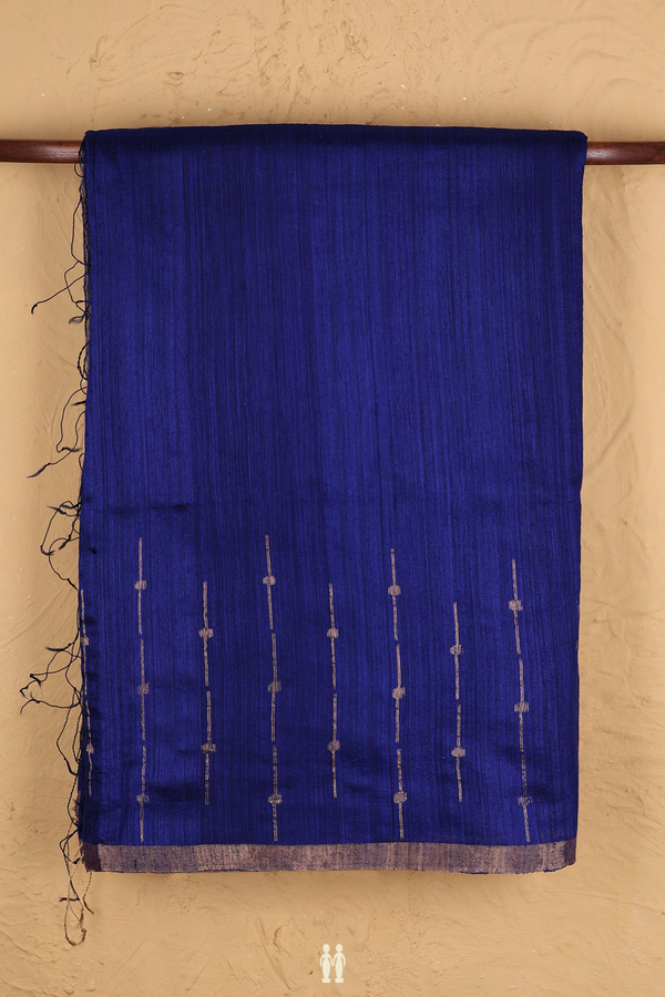 Bailu Silk Saree In Plain Royal Blue With Zari Border