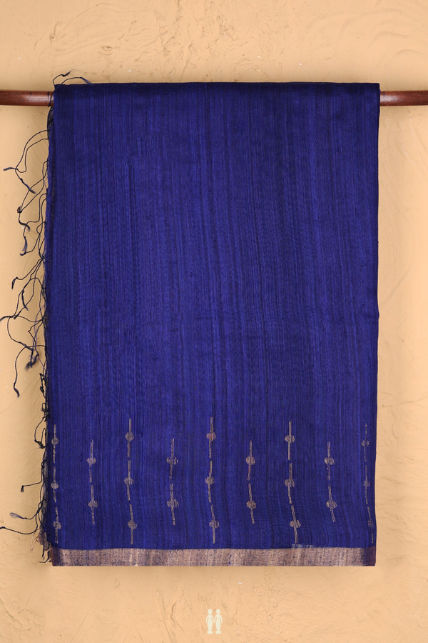 Bailu Silk Saree In Plain Royal Blue With Zari Border