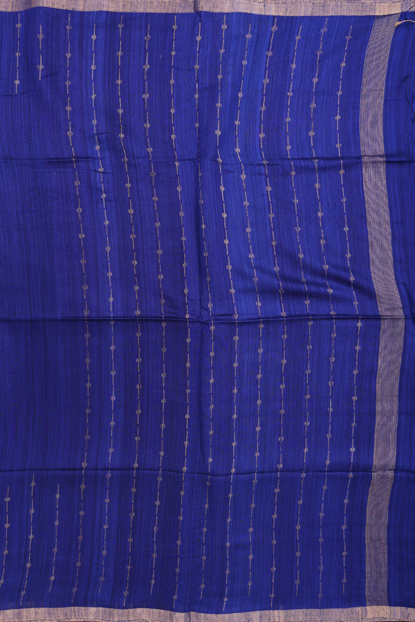Bailu Silk Saree In Plain Royal Blue With Zari Border