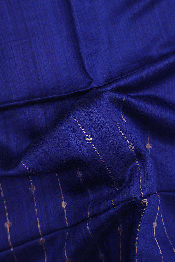 Bailu Silk Saree In Plain Royal Blue With Zari Border