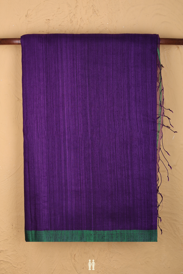 Bailu Silk Saree In Plain Royal Purple With Contrast Border