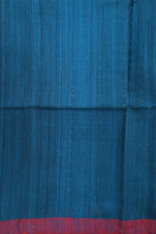 Bailu Silk Saree In Plain Teal Blue With Contrast Border