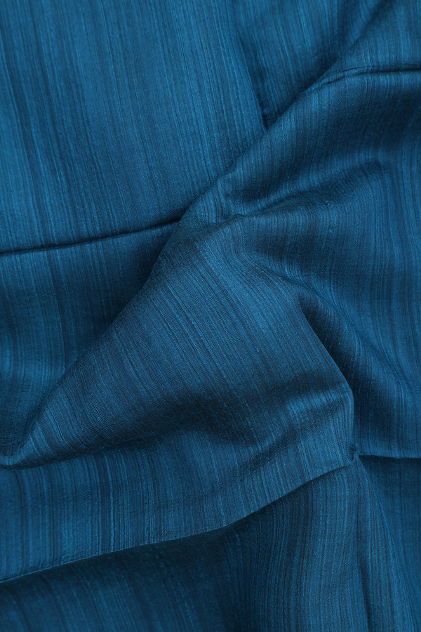 Bailu Silk Saree In Plain Teal Blue With Contrast Border