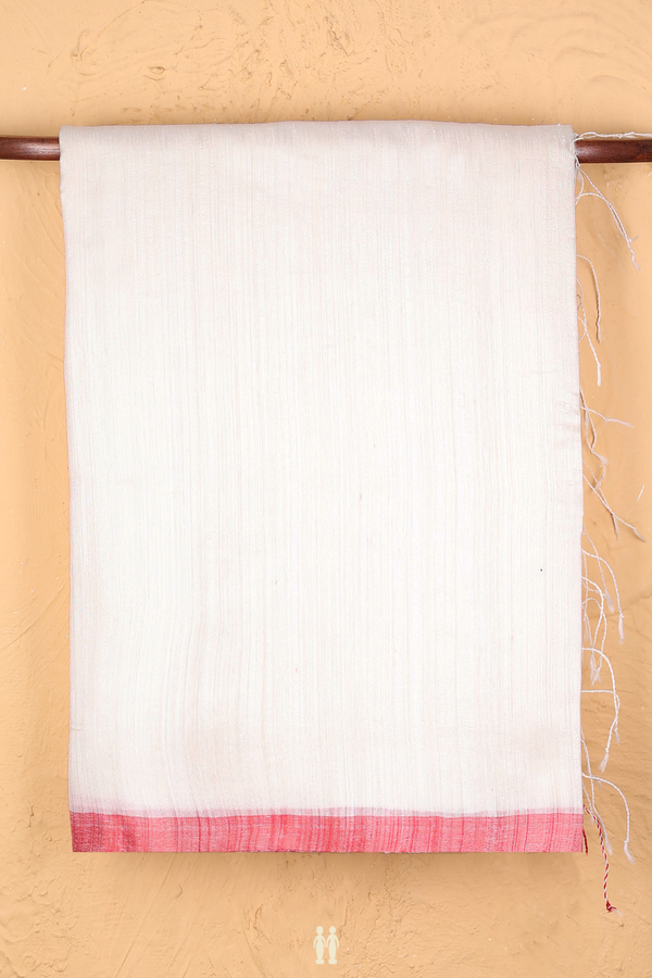 Bailu Silk Saree In Plain White With Contrast Border