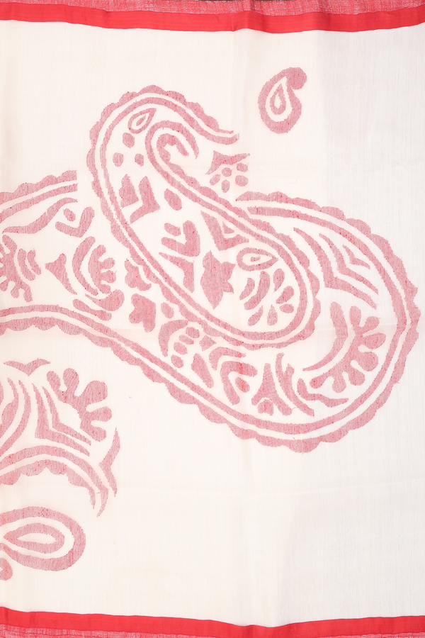 Bailu Silk Saree In Plain White With Contrast Border