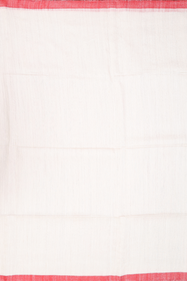 Bailu Silk Saree In Plain White With Contrast Border