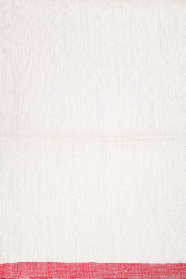 Bailu Silk Saree In Plain White With Contrast Border
