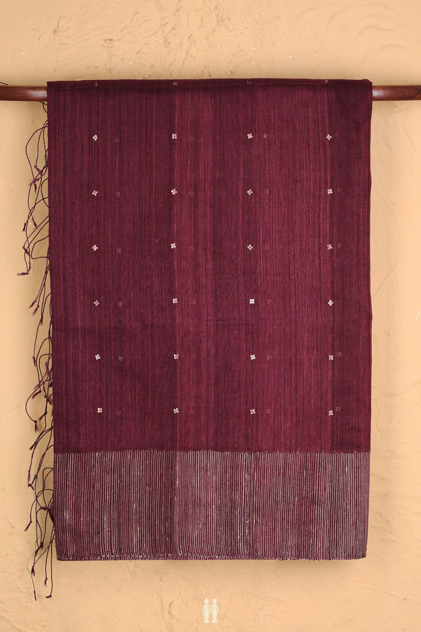 Bailu Silk Saree In Plum Brown With Chamki Work