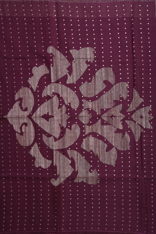 Bailu Silk Saree In Plum Brown With Chamki Work