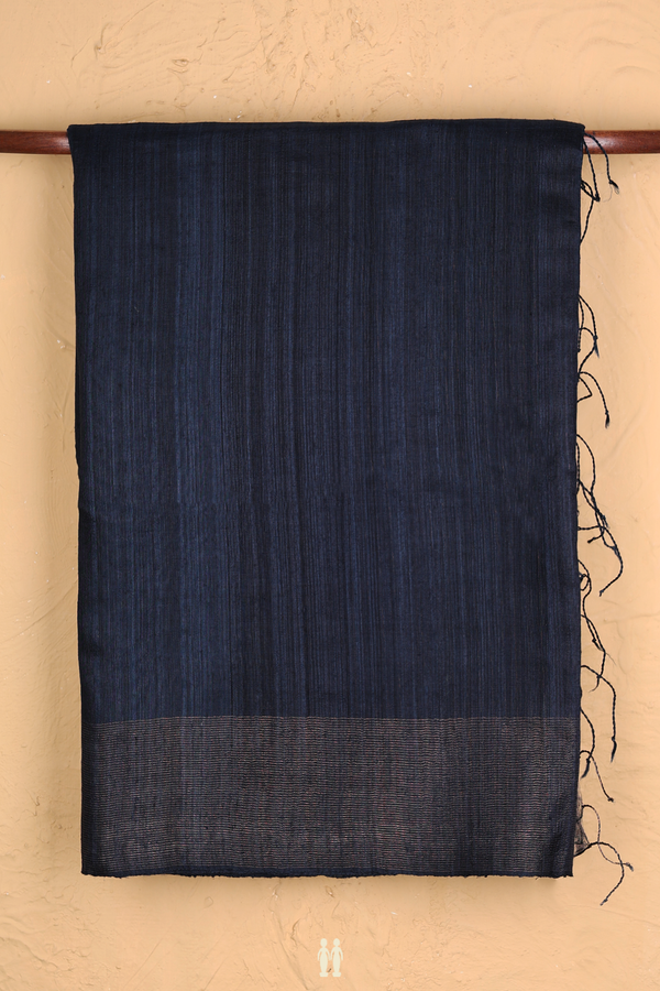 Bailu Silk Saree In Prussian Blue With Zari Border