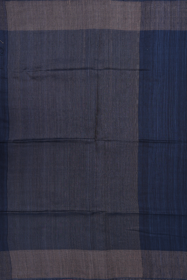Bailu Silk Saree In Prussian Blue With Zari Border