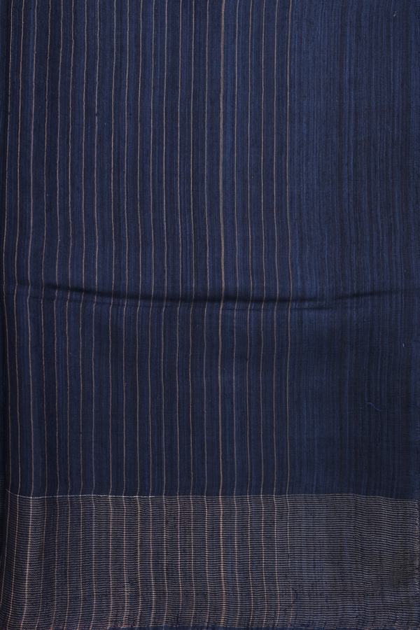 Bailu Silk Saree In Prussian Blue With Zari Border