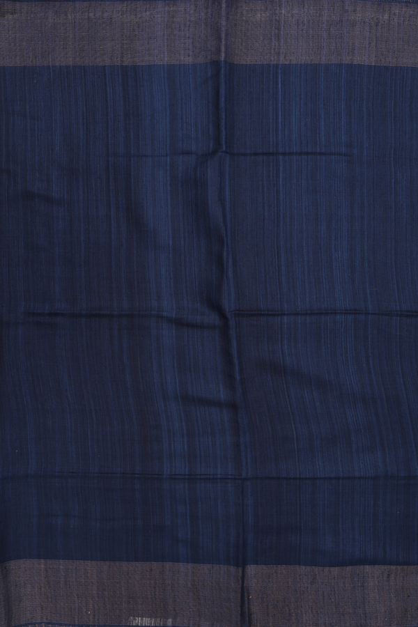 Bailu Silk Saree In Prussian Blue With Zari Border