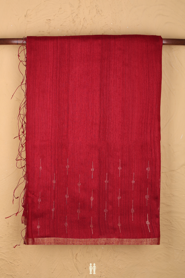 Bailu Silk Saree In Red With Zari Border