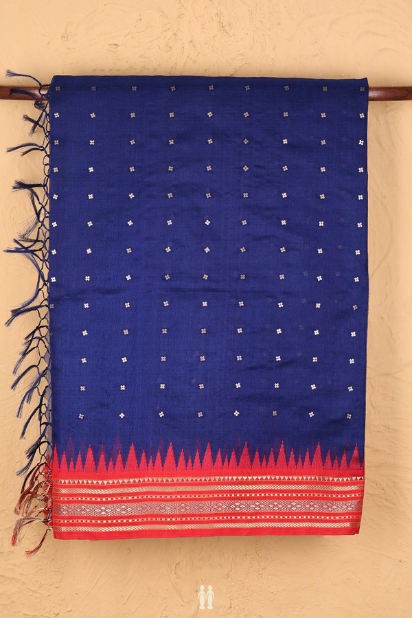 Bailu Silk Saree In Royal Blue With Chamki Work