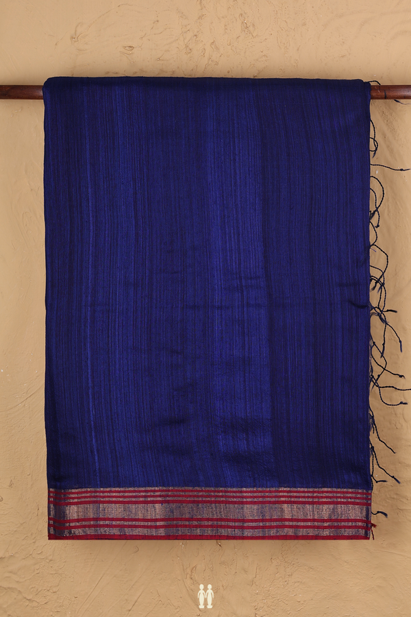 Bailu Silk Saree In Royal Blue With Contrast Border