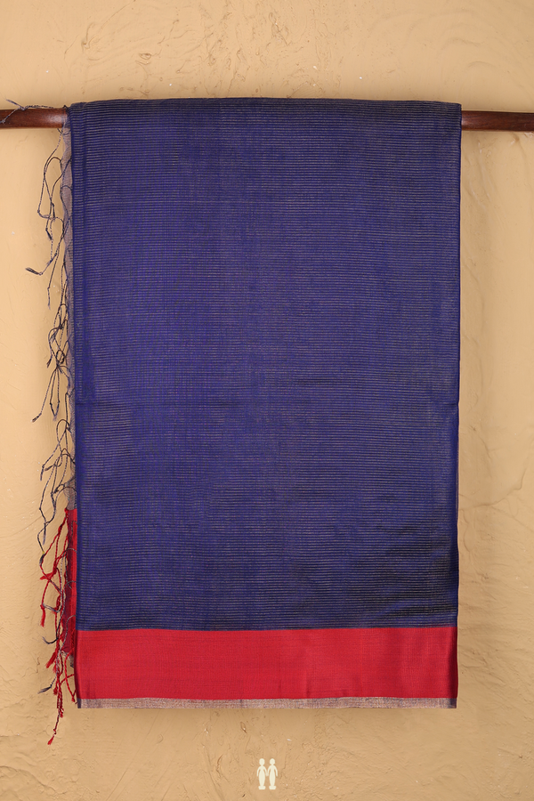 Bailu Silk Saree In Royal Blue With Stripes Design