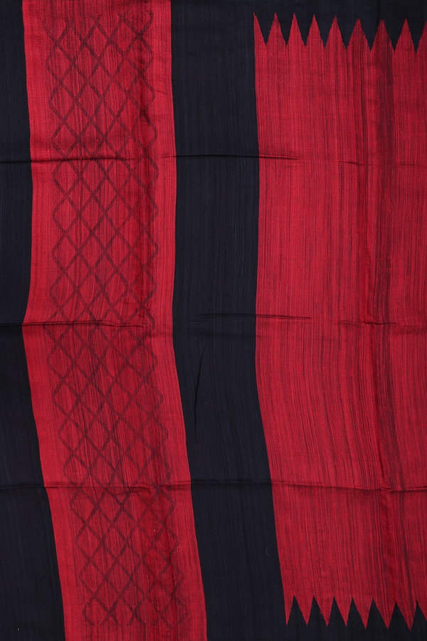 Bailu Silk Saree In Ruby Red With Temple Border