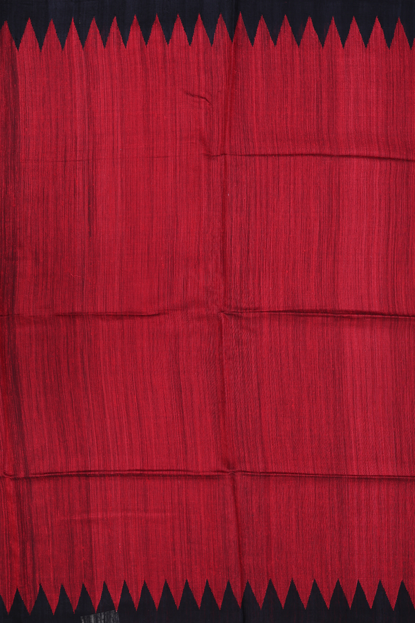 Bailu Silk Saree In Ruby Red With Temple Border