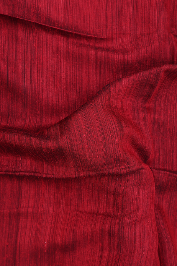 Bailu Silk Saree In Ruby Red With Temple Border