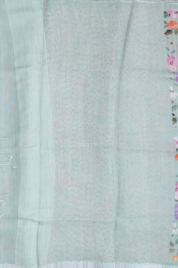 Bailu Silk Saree In Pastel Green With Floral Design