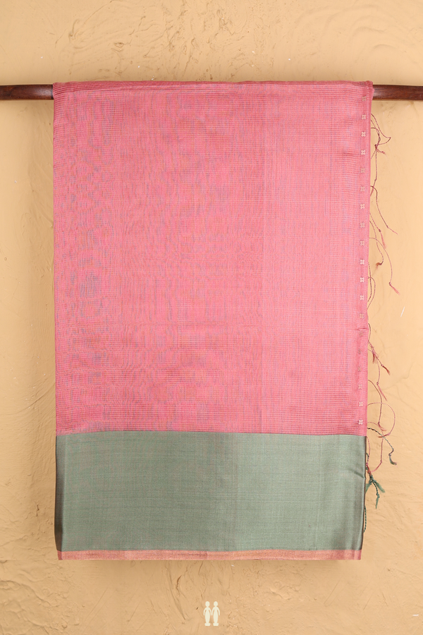 Bailu Silk Saree In Salmon Pink With Self Stripes Design