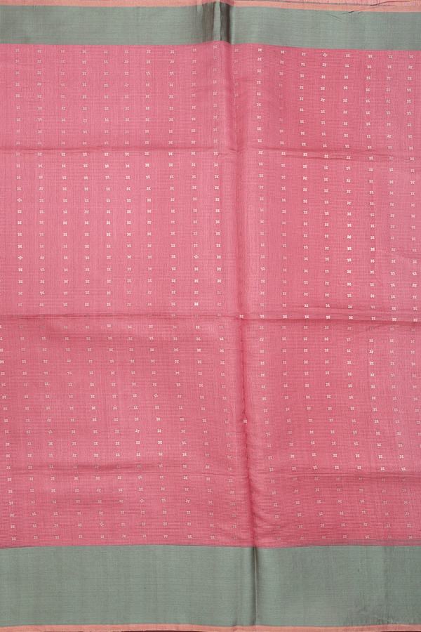 Bailu Silk Saree In Salmon Pink With Self Stripes Design