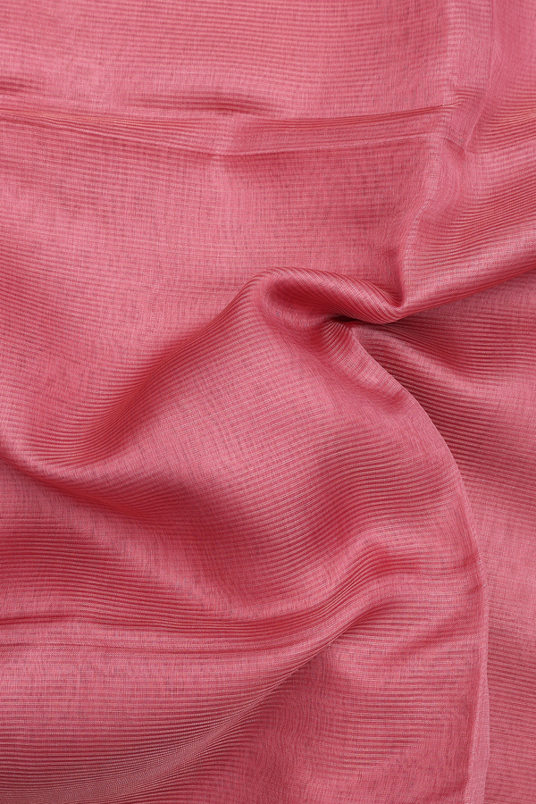 Bailu Silk Saree In Salmon Pink With Self Stripes Design