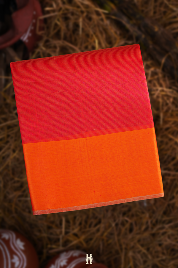 Bailu Silk Saree In Scarlet Red With Allover Zari Striped