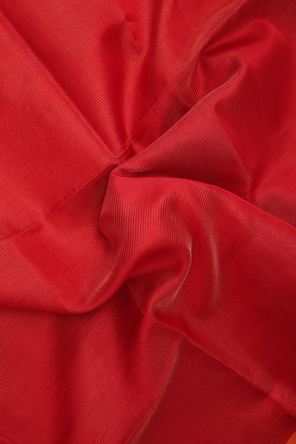 Bailu Silk Saree In Scarlet Red With Allover Zari Striped