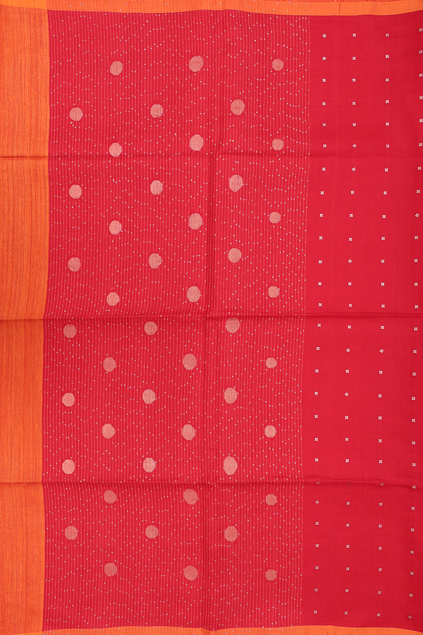 Bailu Silk Saree In Scarlet Red With Chamki Work