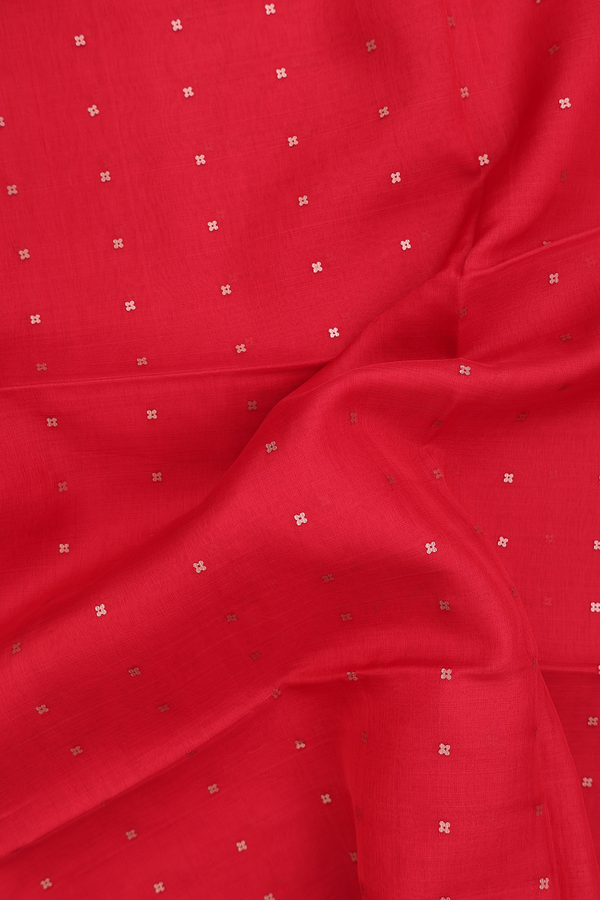 Bailu Silk Saree In Scarlet Red With Chamki Work