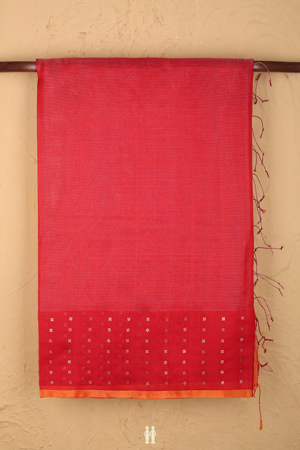Bailu Silk Saree In Scarlet Red With Stripes Design